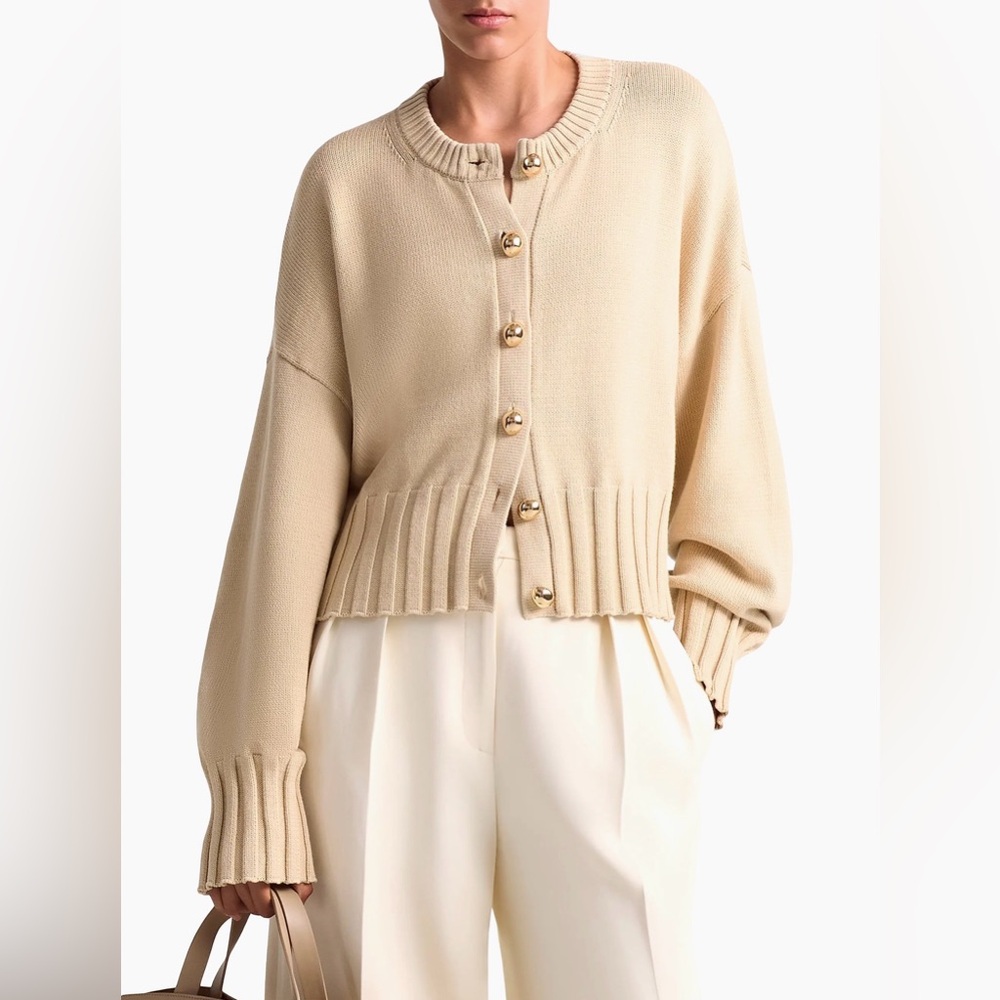Altuzarra Natural Cotton And Silk-Blend Cardigan size L